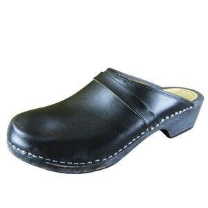 Skane Toffeln Men's Mule Sweden Clog Black Leather Size 47M Gently Used 2025